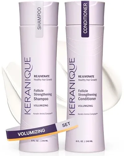 Keranique Volumizing Shampoo & Conditioner Set for Hair Repair, Growth & Thinning Hair Support – Keratin