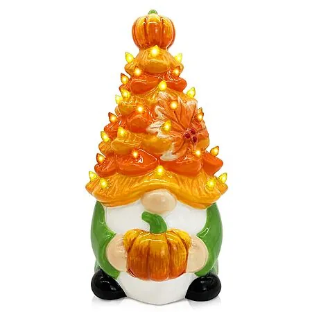 8.5" Hexagram Gnome Light-Up Ceramic Tree Tabletop Decoration