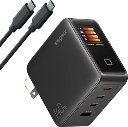 Wegear 140W 4-Port GaN USB-C Wall Charger with Cable
