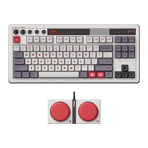 8Bitdo Retro Mechanical Keyboard, Bluetooth/2.4G/USB-C Hot Swappable Gaming Keyboard with 87 Keys is $50.99 @ Amazon