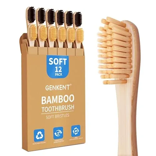 GENKENT Bamboo Toothbrushes 12 Pack