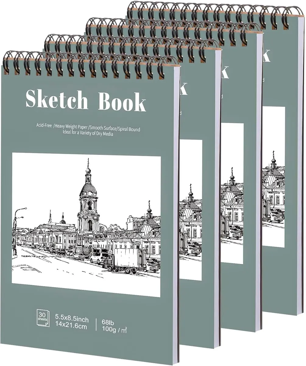 Spiral Sketch Book 4-Pack in Cyan