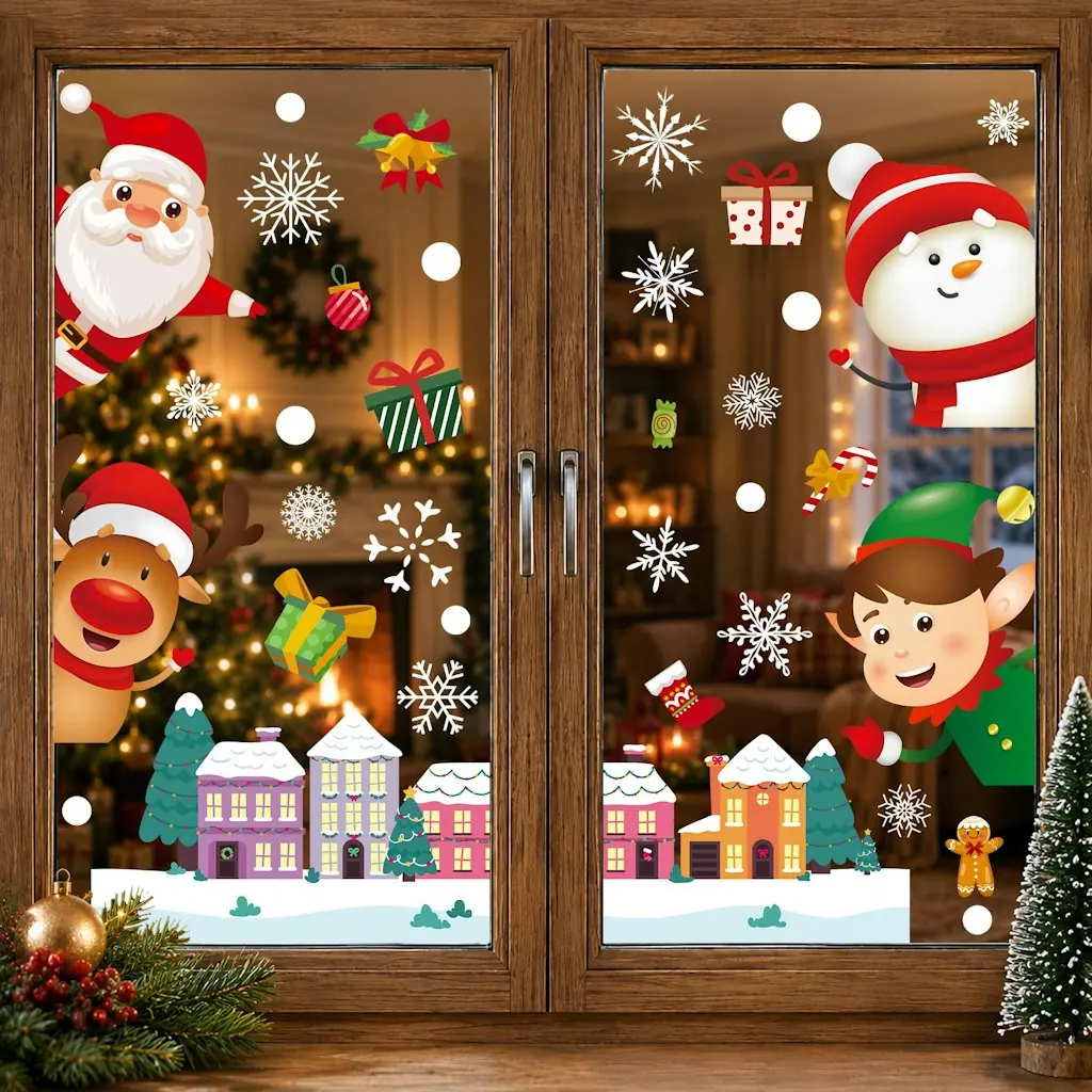 Christmas Window Clings 135-Piece Decal Set