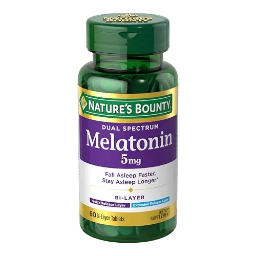 Nature's Bounty Dual Spectrum Melatonin 5mg 60-Count Tablets