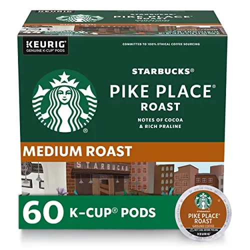 Starbucks K-Cup Coffee Pods, Pike Place Roast, 60 Keurig Pods 