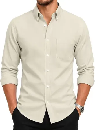 GIANZEN Men's Oxford Wrinkle-Resistant Dress Shirts