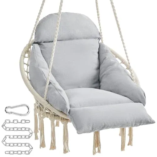 SONGMICS Hanging Chair with Large, Thick Cushion