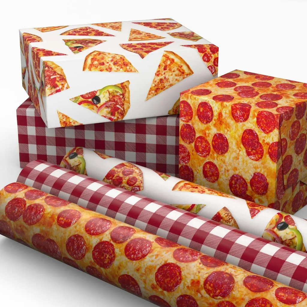 Hallmark Pizza Scented Wrapping Paper Mini Rolls 3-Pack
