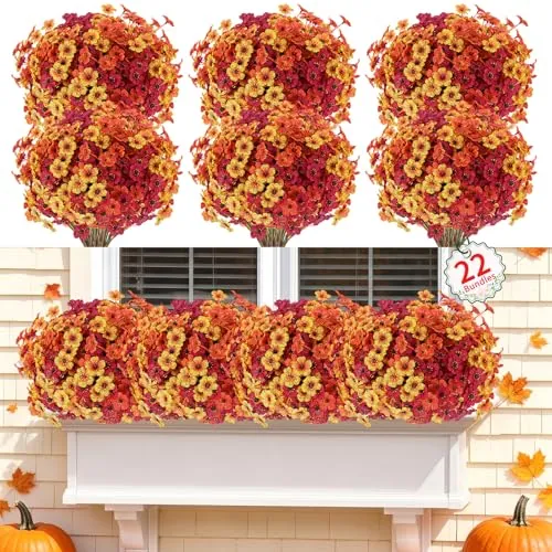 Artificial Fall Flowers 22-Piece