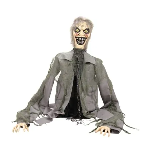 Haunted Hill Farm 2.8-Ft. Scary Crawling Zombie Halloween Animatronic