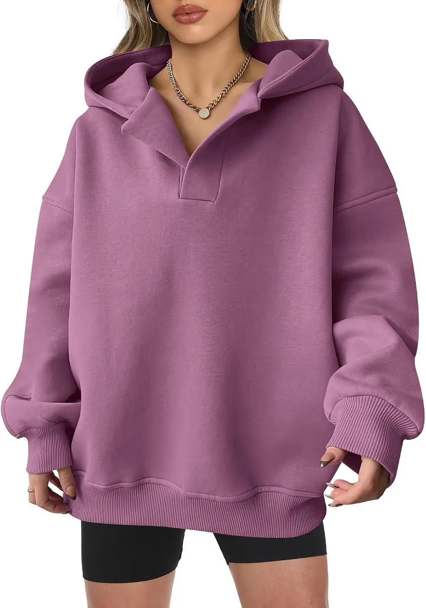 ANRABESS Oversized V Neck Hoodie