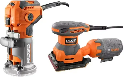 RIDGID 5.5 Amp Corded Fixed Base Trim Router with 2.4 Amp 1/4 Sheet Sander Combo