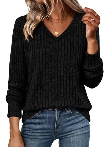 WIHOLL Women’s V Neck Long Sleeve Tunic Tops