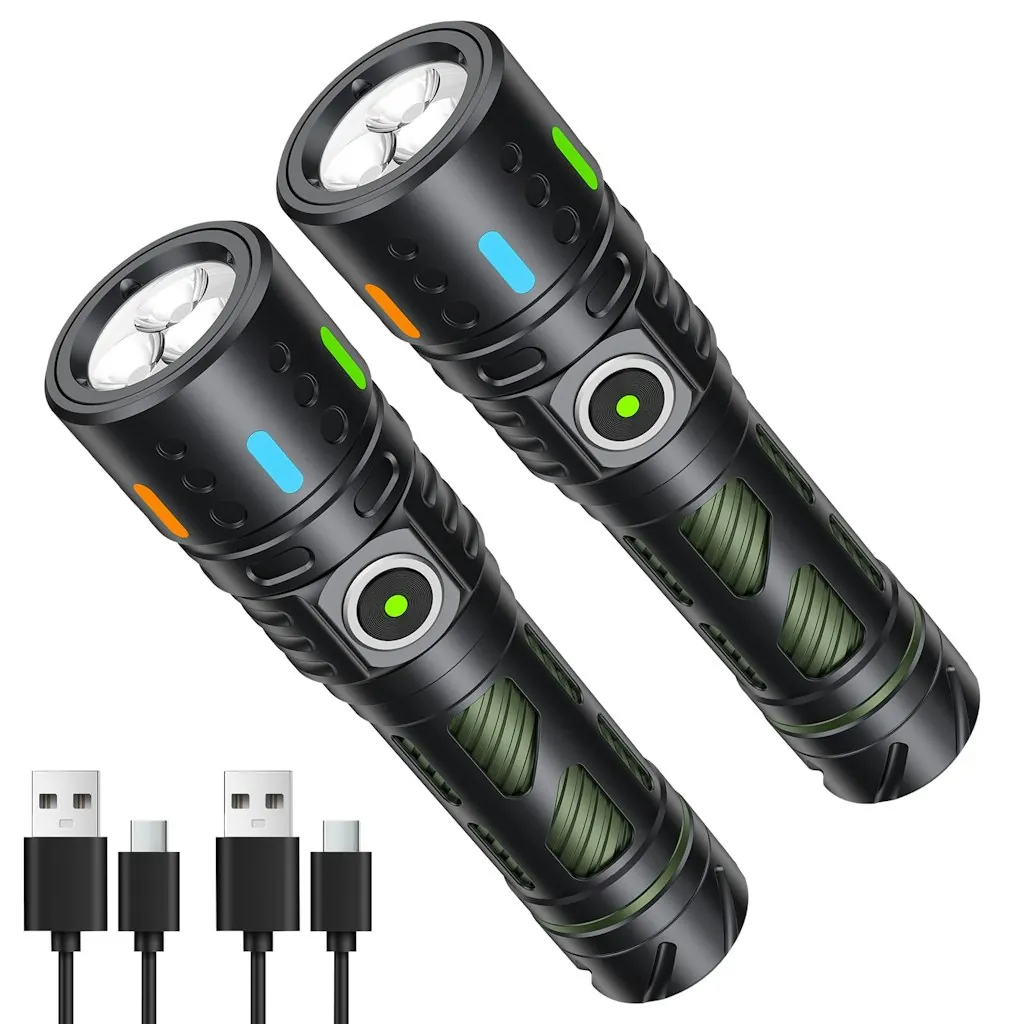 Hoxida Rechargeable Small Flashlight 2-Pack