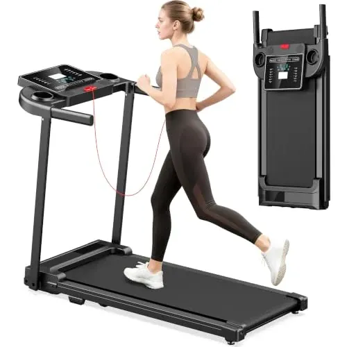 Foldable Walking Pad Treadmill with Handle Bar