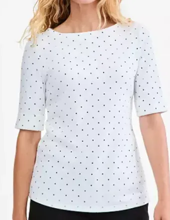 Style & Co Women's Printed Boat-Neck Elbow Sleeve Top