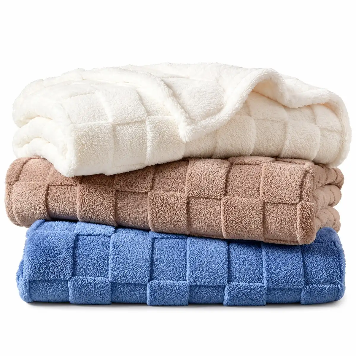 Premier Comfort Cozy Check Jacquard Sherpa Throw