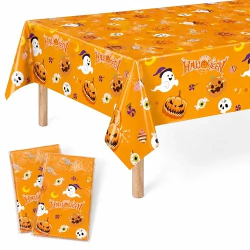 Halloween Tablecloth Disposable Plastic Table Cloths 2-Pack