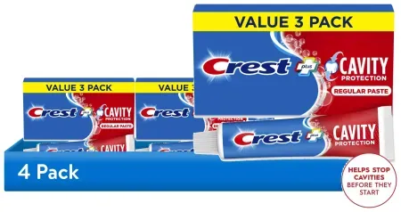 (4) 3-Pack 5.7oz Crest Plus Cavity Protection Regular Toothpaste