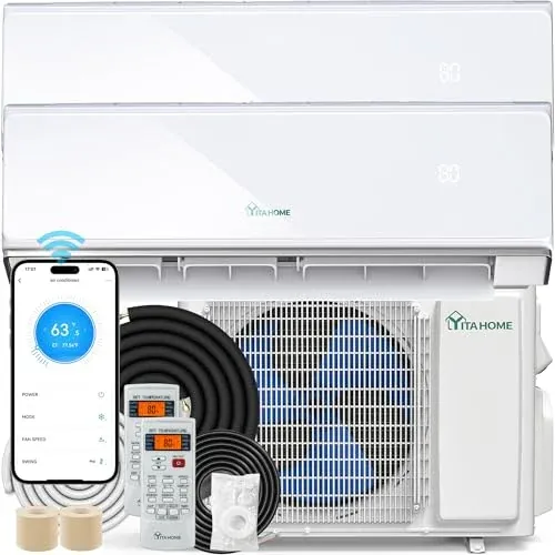 YITAHOME 22 SEER2 18K BTU 2 Zone Mini Split AC/Heating System