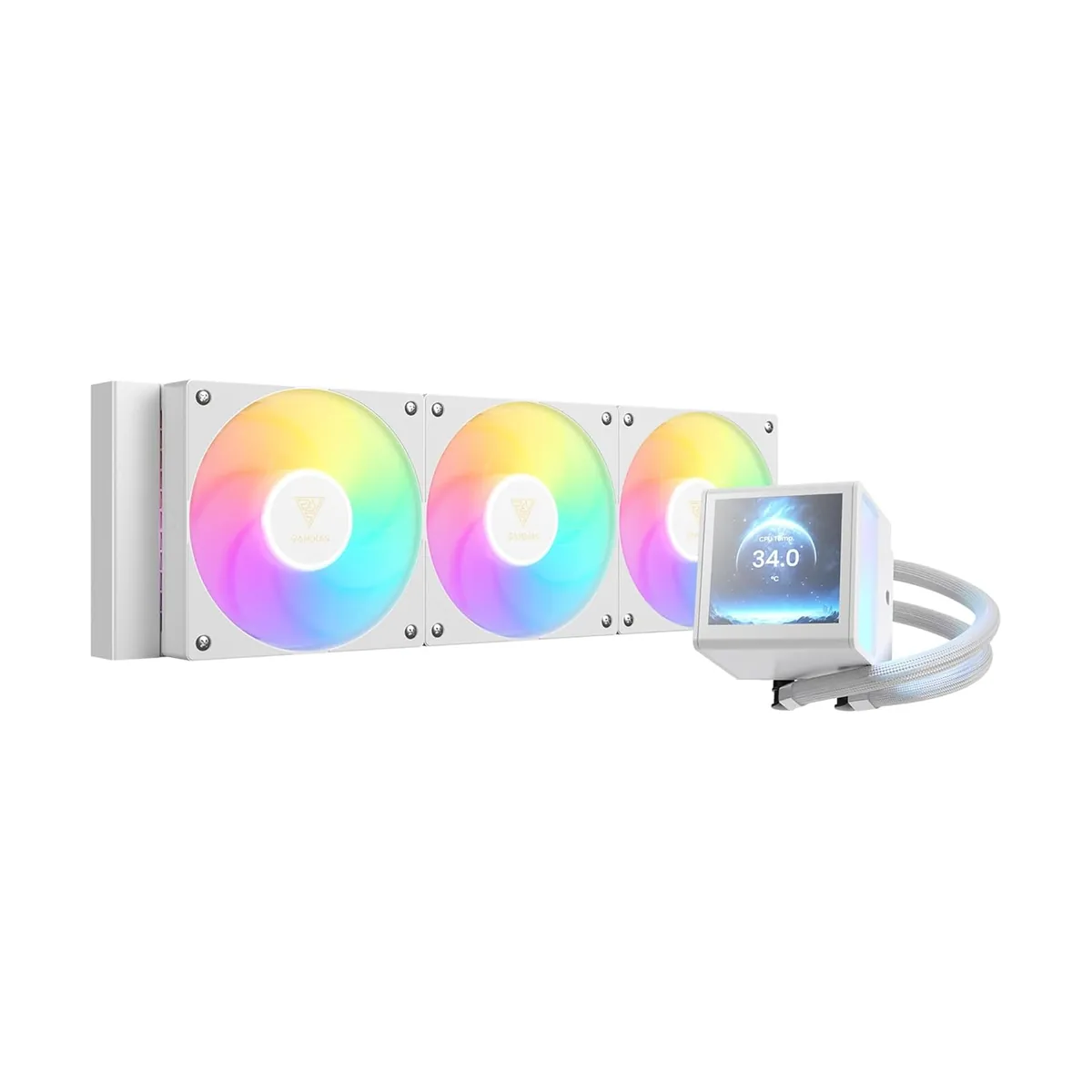 GAMDIAS CHIONE P5-360 360mm Liquid AIO 3.4'' IPS LCD, Rotatable Magnetic Pump, WHITE;