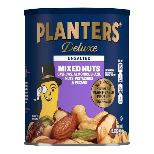 PLANTERS Deluxe Unsalted Mixed Nuts 15.25 Oz