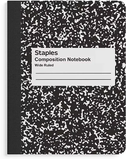 Staples Composition Notebook, 9.75” x 7.5”, Wide Ruled, 100 Sheets