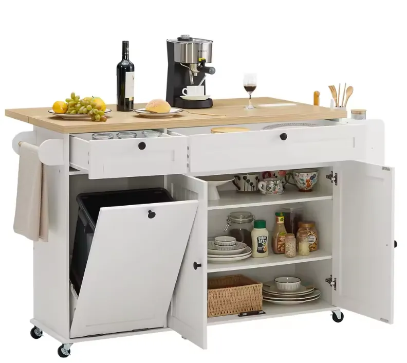 60" Rolling Mobile Kitchen Island