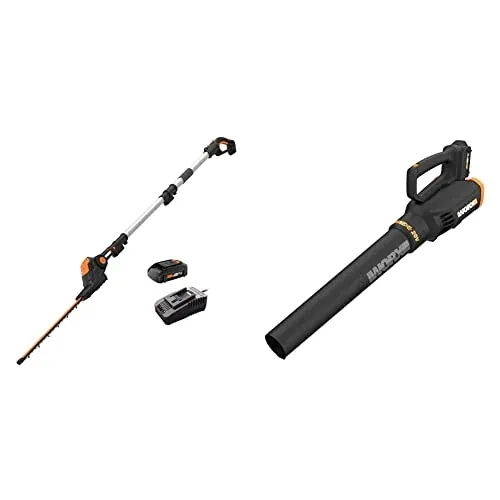 WORX WG252 20V 20" Cordless Hedge Trimmer & 20V 2-Speed Leaf Blower Combo