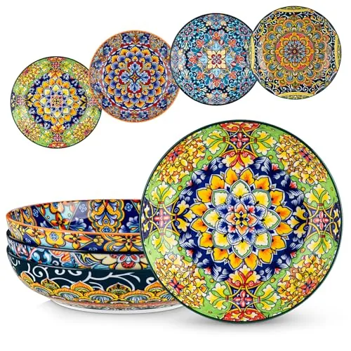 4-Pc 42-Oz vancasso Bohemian Large Ceramic Pasta Bowls