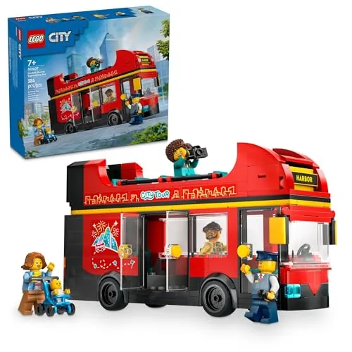 LEGO City Red Double-Decker Sightseeing Bus Toy Vehicle Set 60407