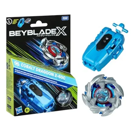 Beyblade X Cobalt Dragoon 2-60C Deluxe Left-Spin String Launcher Set
