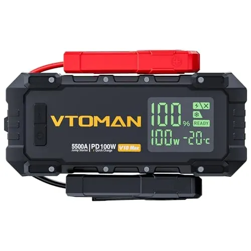 VTOMAN V10 Max 5500A Portable Jump Starter w/ 100W Bi-Directional Fast Charger