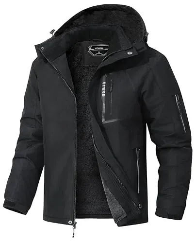 UTWGN Men's Ski Jacket Winter Warm Snow Coat Waterproof Windbreaker Hooded Work Outerwear Snowboarding Jackets