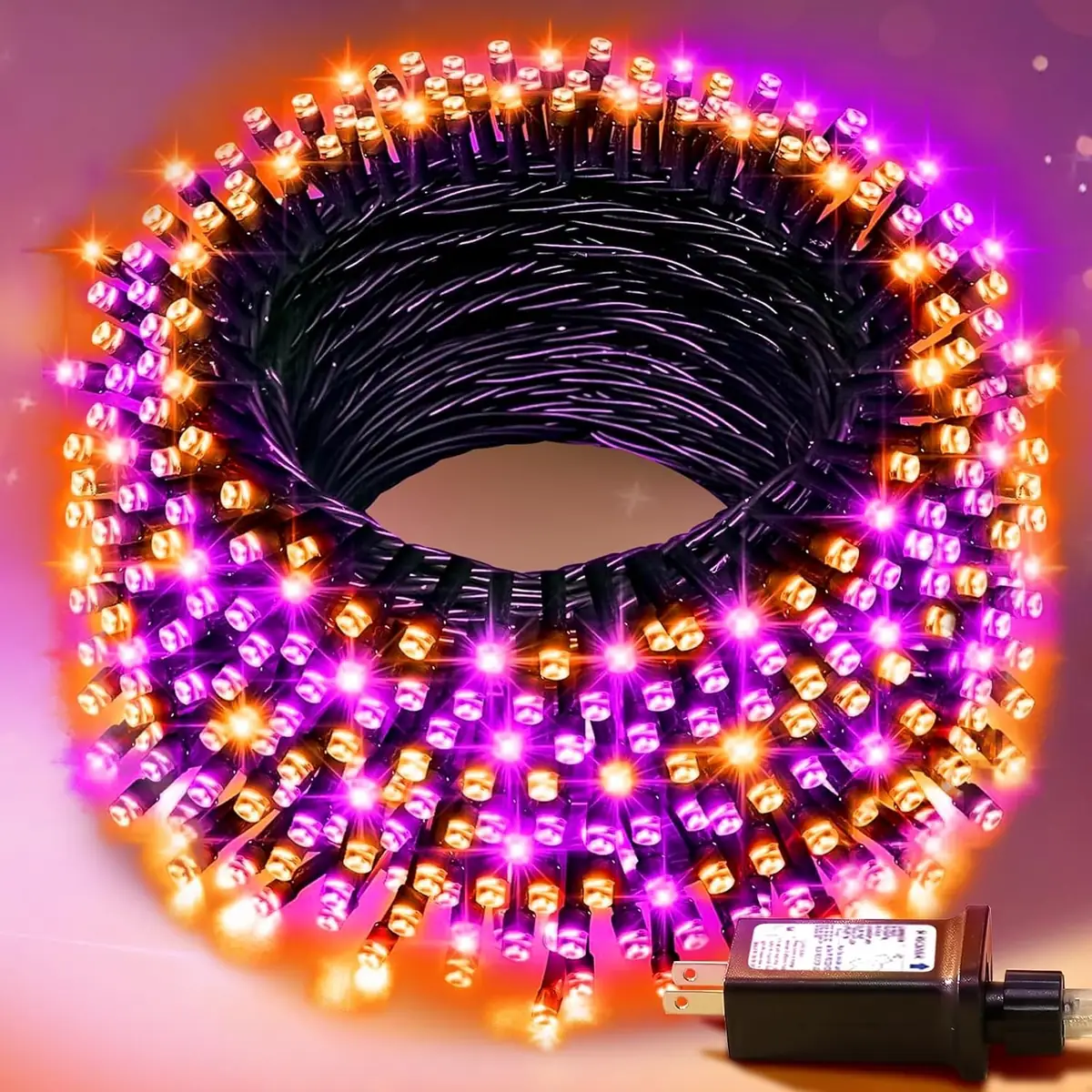 Nisocy 100ft Purple Orange Halloween String Lights