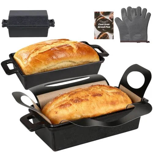 ROTTOGOON 2 in 1 Cast Iron Loaf Pan with Lid