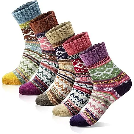 5-pk MORECOO Women's Thick Wool Soft Warm Cozy Crew Socks