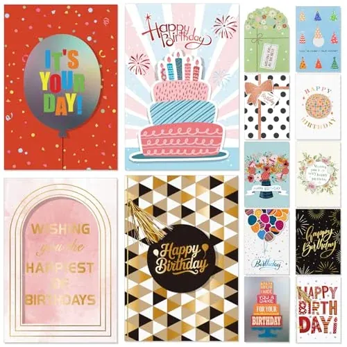 14-Pack 3D Handmade Birthday Cards with Envelopes