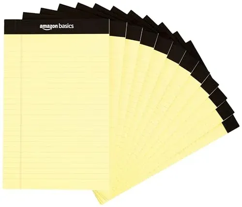 Amazon Basics 50-Sheet Narrow Ruled Lined Writing Note Pad 5″ x 8″ 12-Pack