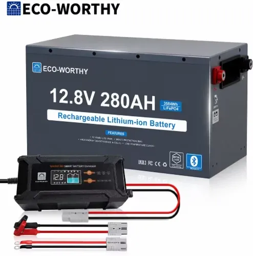 ECO-WORTHY 3584Wh 12V 280Ah LiFePO4 Battery +12/24V 20A Charger Combo
