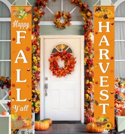 JENFALL "Happy FALL Y'All" Welcome Hanging Banner Porch Sign