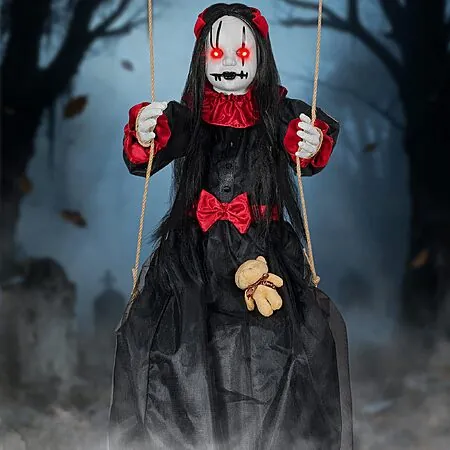 4.6' TAINAT Halloween Hanging Swing Girl Doll Outdoor Decoration