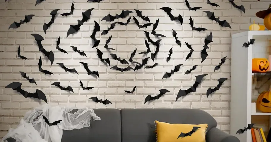 100-Piece Halloween Bat Wall Decor Set