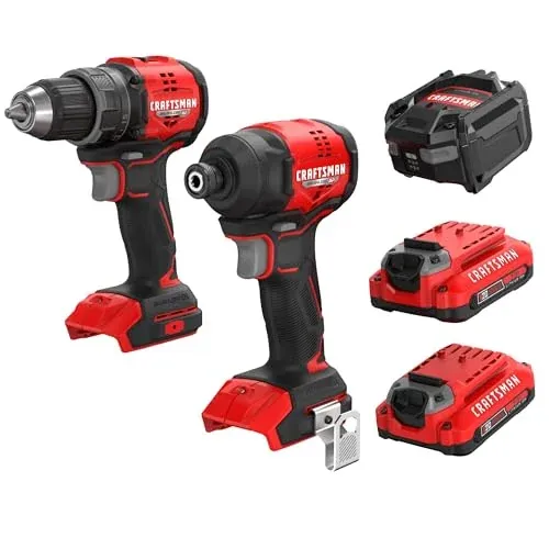 CRAFTSMAN V20 Brushless RP Drill & Impact Driver Combo Kit, 2x 2Ah Batteries & Charger