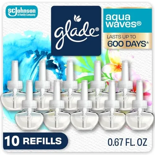 Glade PlugIns Air Freshener Refills, Aqua Waves, 10 Count