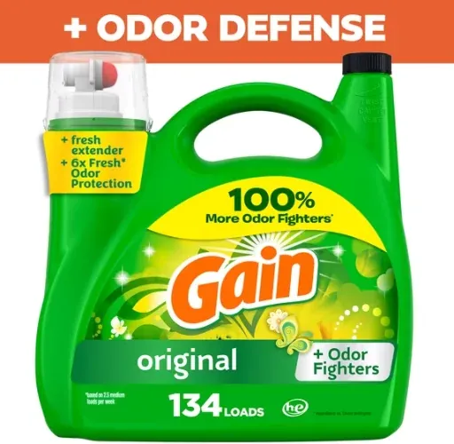 Gain Liquid Laundry Detergent with Odor Fighters, Original Scent, 194 fl oz (134 Loads)