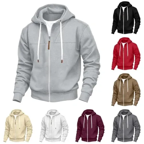 Loose Fit Zip Up Fleece Hoodie with Pockets