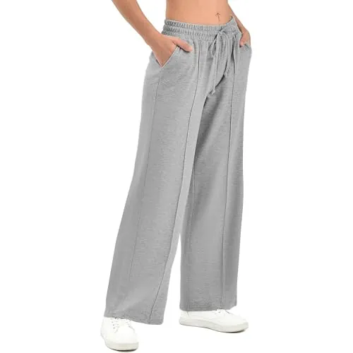 SINOPHANT Women's Wide Leg Sweatpants with Pockets Deep Grey