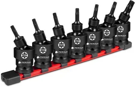 7-Piece pgroup 3/8" Drive Universal Swivel Impact Torx Socket Set