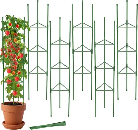6-Pack Mymullike 16.5"-51" Plastic Coated Steel Adjustable Tomato Stake Support Cages